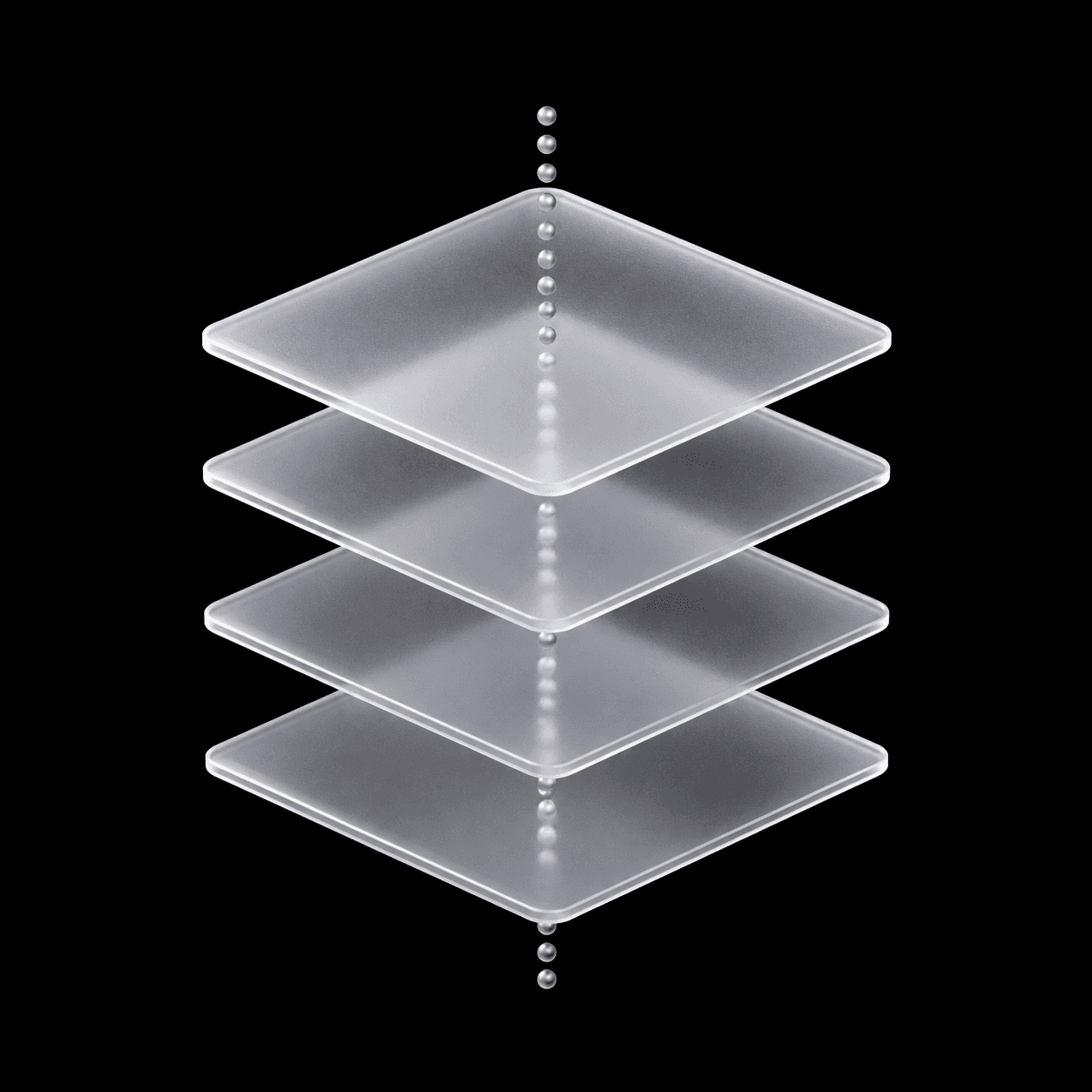 Layer X1 — a signal passing down through stacked layers of intelligence